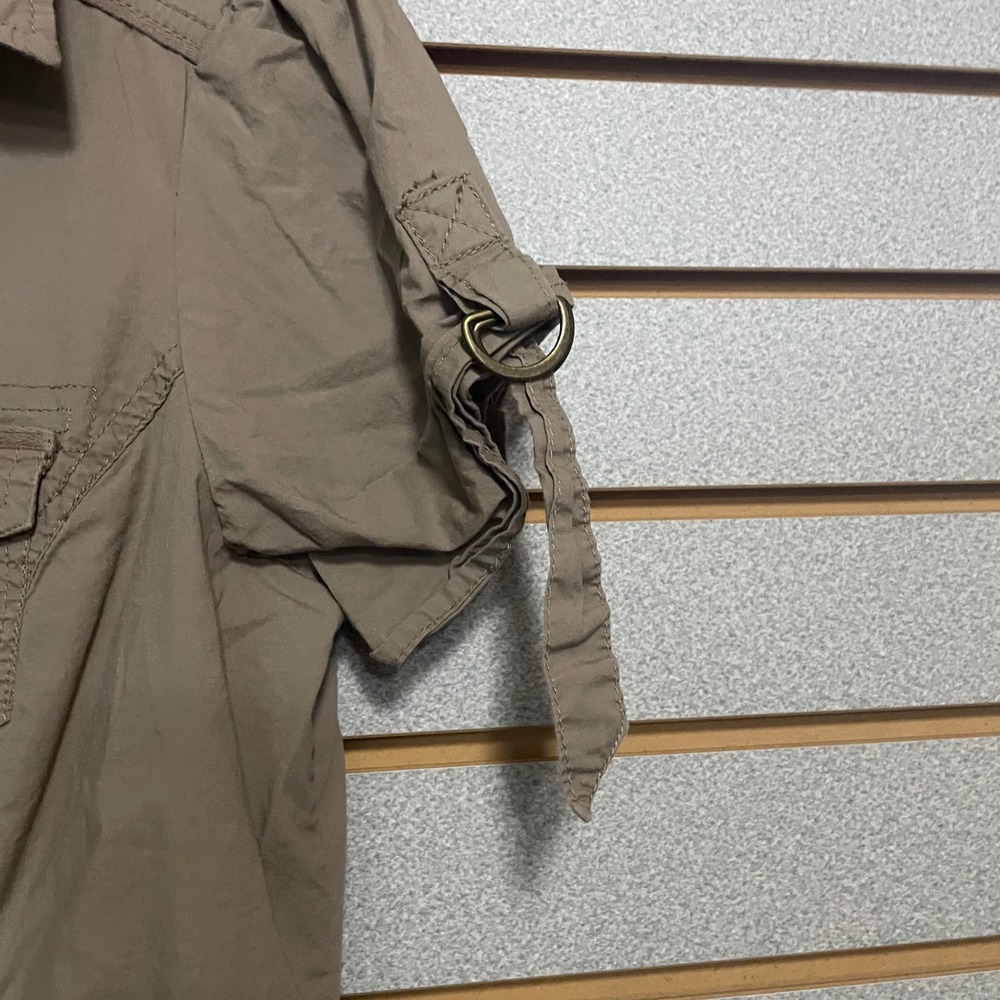 Jolt Khaki Utility Romper Shortsleeve Button Up Drawstring Waist XL - Picture 5 of 6